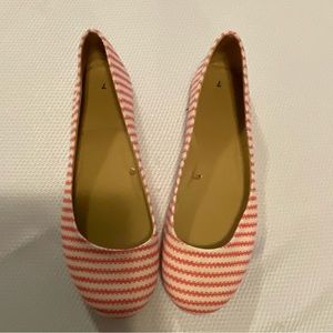 Pink and white striped flats size 7 like new